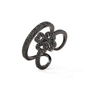 Miss Heart4Heart Black Flash Plated Double Ring-